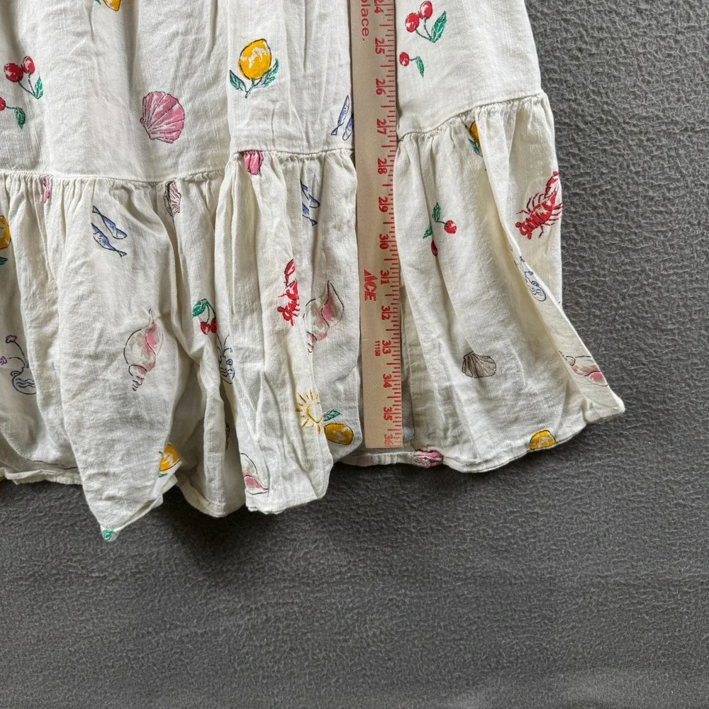 Gap Sundress Girls XXL Ivory Coastal Ditsy Shell Lobster Print Summer Beach Chic